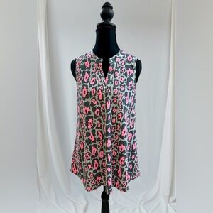 Dear Scarlett Lizzy Pink and Gray Animal Print Sleeveless Blouse, Small, NWT